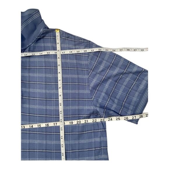IZOD Golf Stretch Polo Shirt Mens Small Short-Sleeve Heathered Blue Striped - Picture 6 of 8